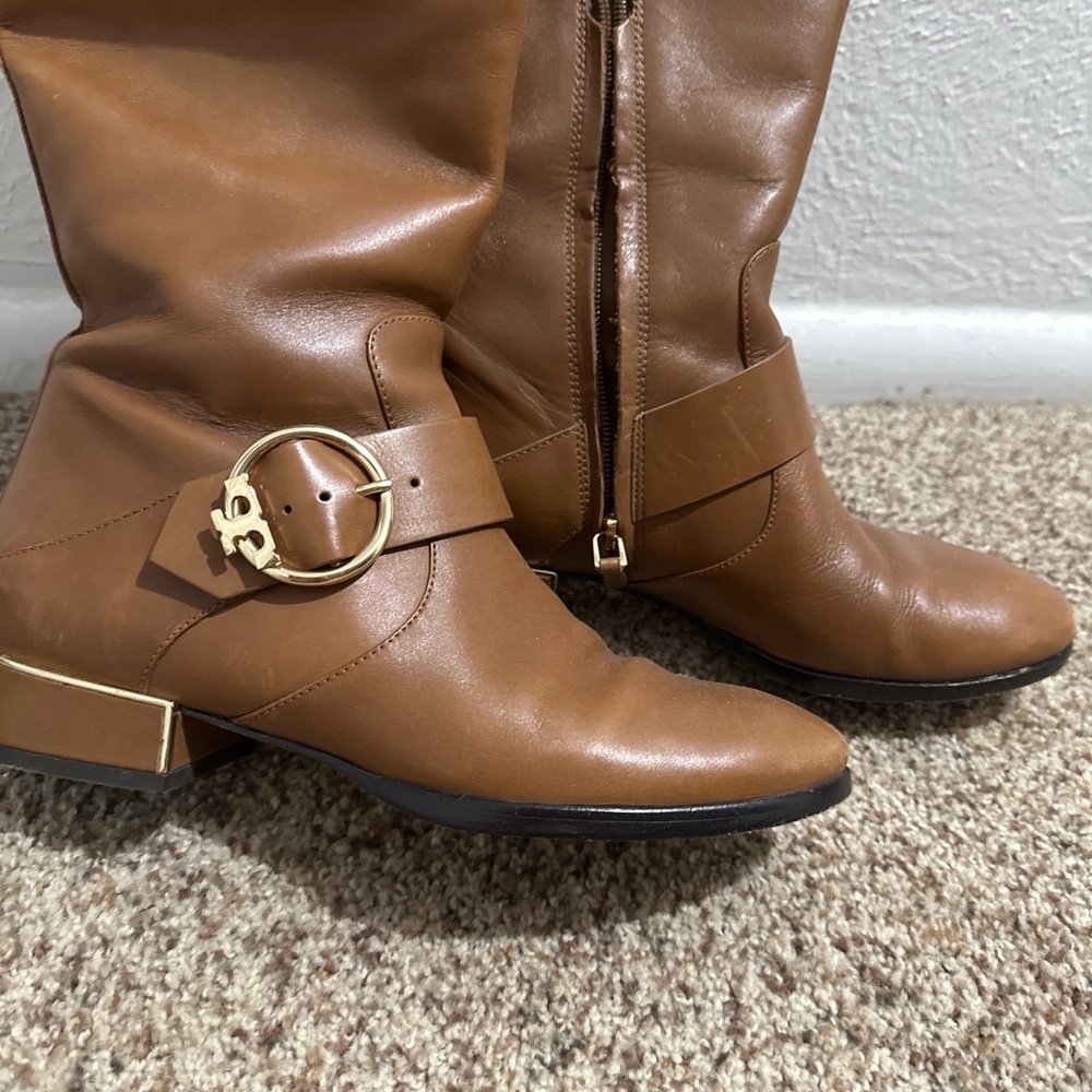 Tory Burch Tan Leather Heeled Boots